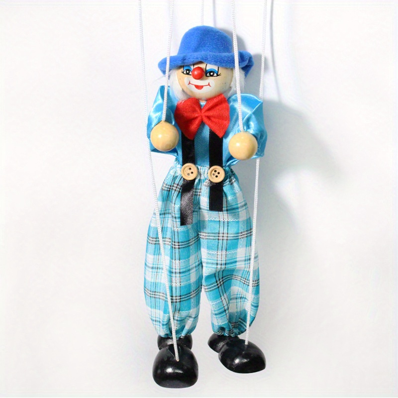 New Marionette Pure Handmade Pull String Wooden Doll Clown - Temu