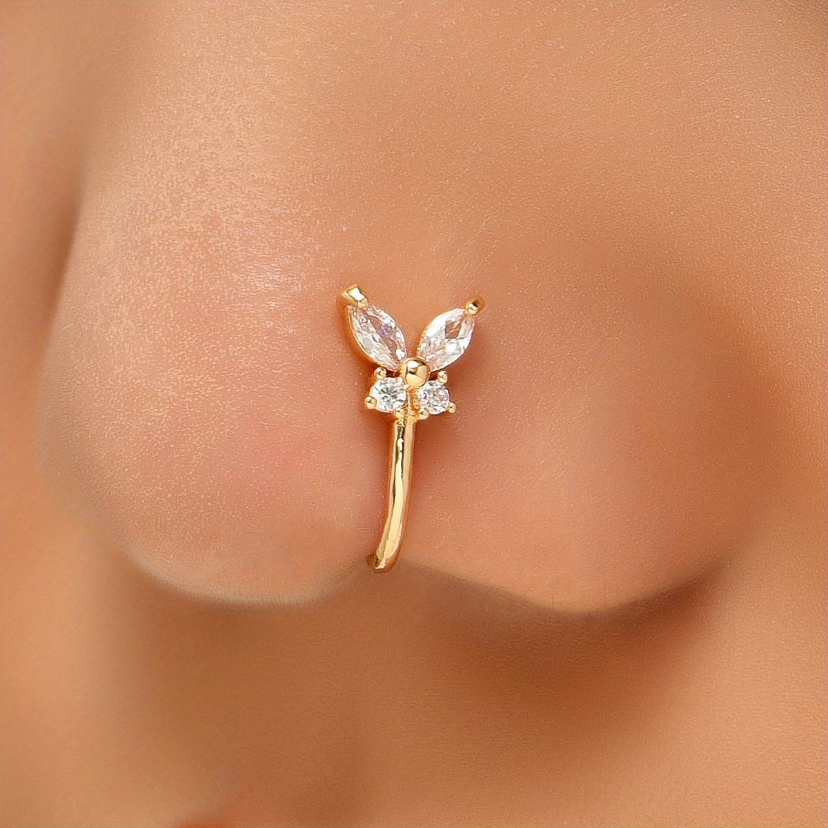 Simple Non perforated U shaped Nose Clip Zircon Star Love - Temu