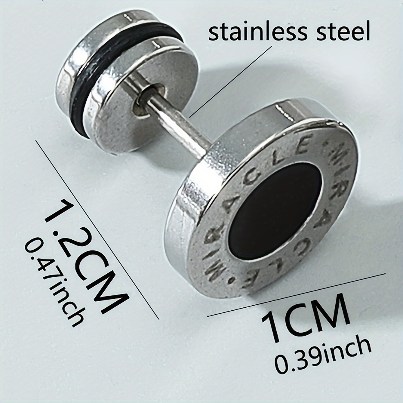 Feramox Stainless Steel Stud Earrings Set - 7MM Plugs Tunnel Punk Style For Men & Women, 5 Pairs/5 Colors