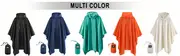 solid waterproof rain poncho reusable hooded raincoat unisex rainwear jacket with pocket details 1