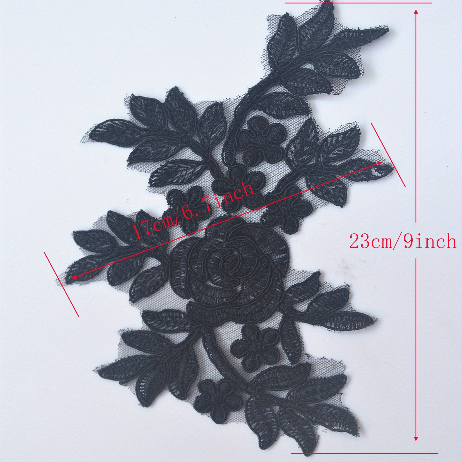 Sewing Applique, Black Applique, Embroidered Applique on Black