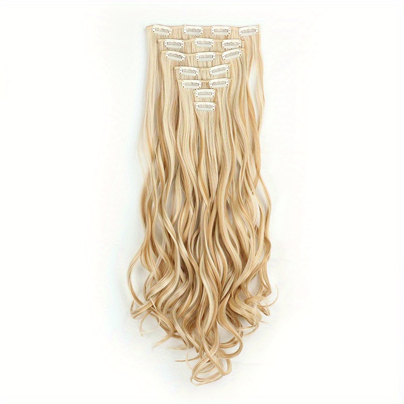 Long Body Wave Hair Extension Curly Full Head Clips In - Temu