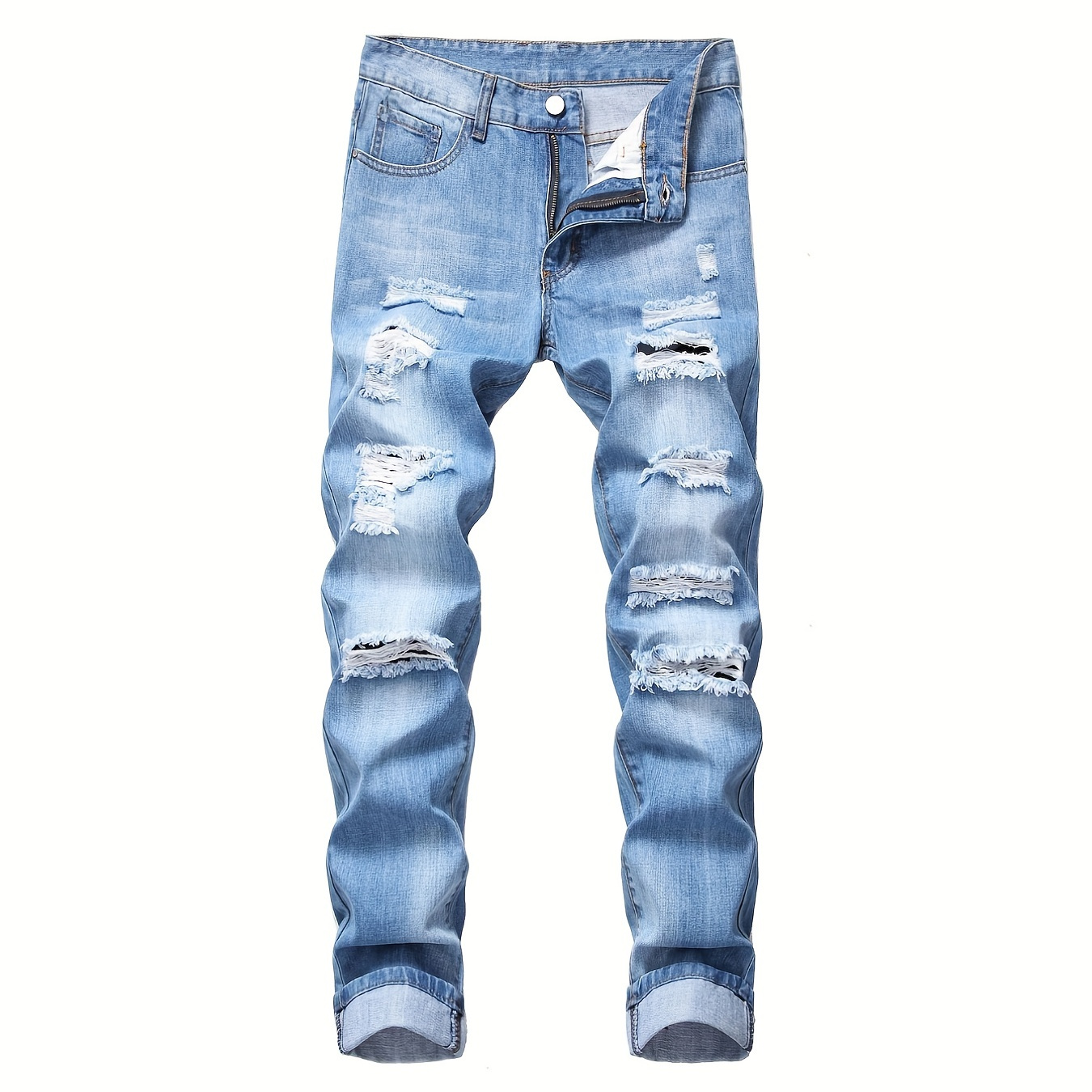 Men's Trendy Casual Ripped Denim Jeans With Pockets