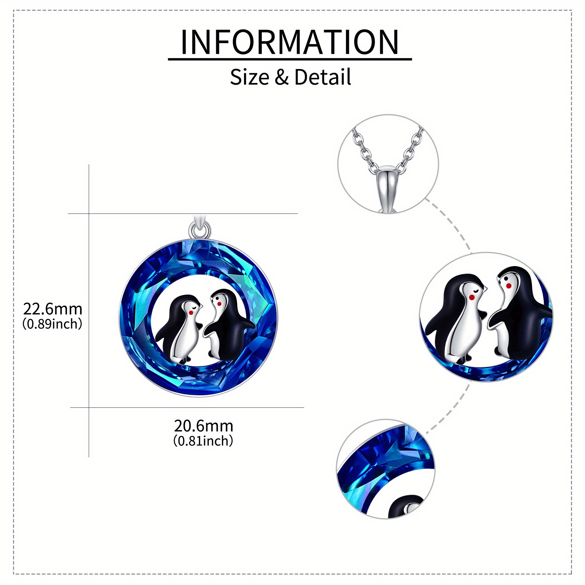 Women's 925 Sterling Silver Penguins Pendant Necklace