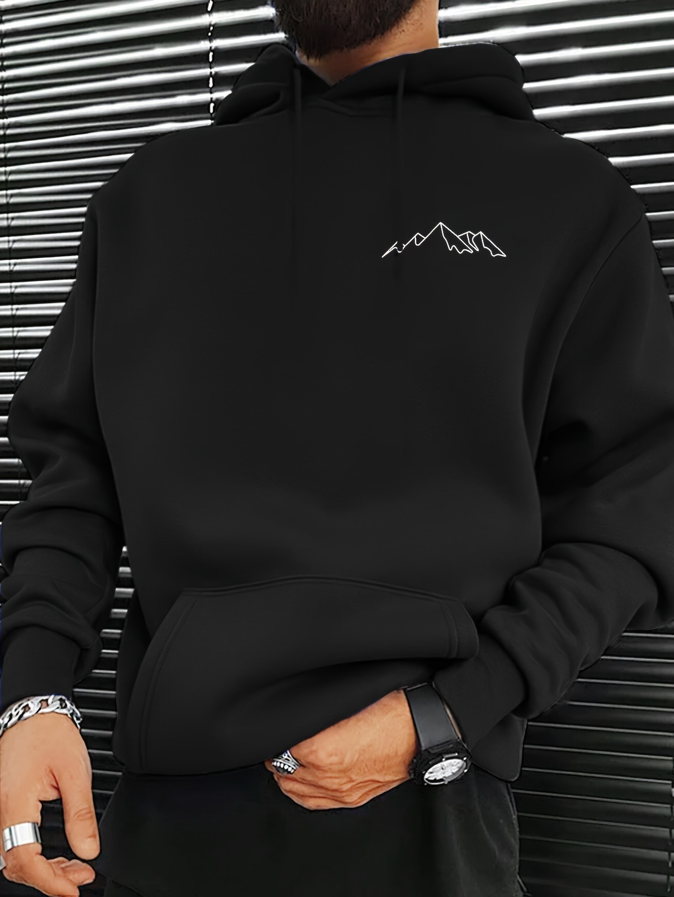 Heren Zware Thermische Hoodie - Winterwarme Pullover met Bergrug Print, Wasmachinebestendige Trui voor Wandelen, Kamperen & Koud Weer, Regular Fit Casual Outdoor Kleding (Rood) - Ideaal Cadeau voor Mannen