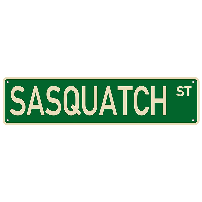 TEMU 2d Flat - 1pc Vintage Sasquatch Sign In A Retro Green And White Distressed Style, Perfect For Home, Bar, Cafe, Or Garden Decoration. Easy To