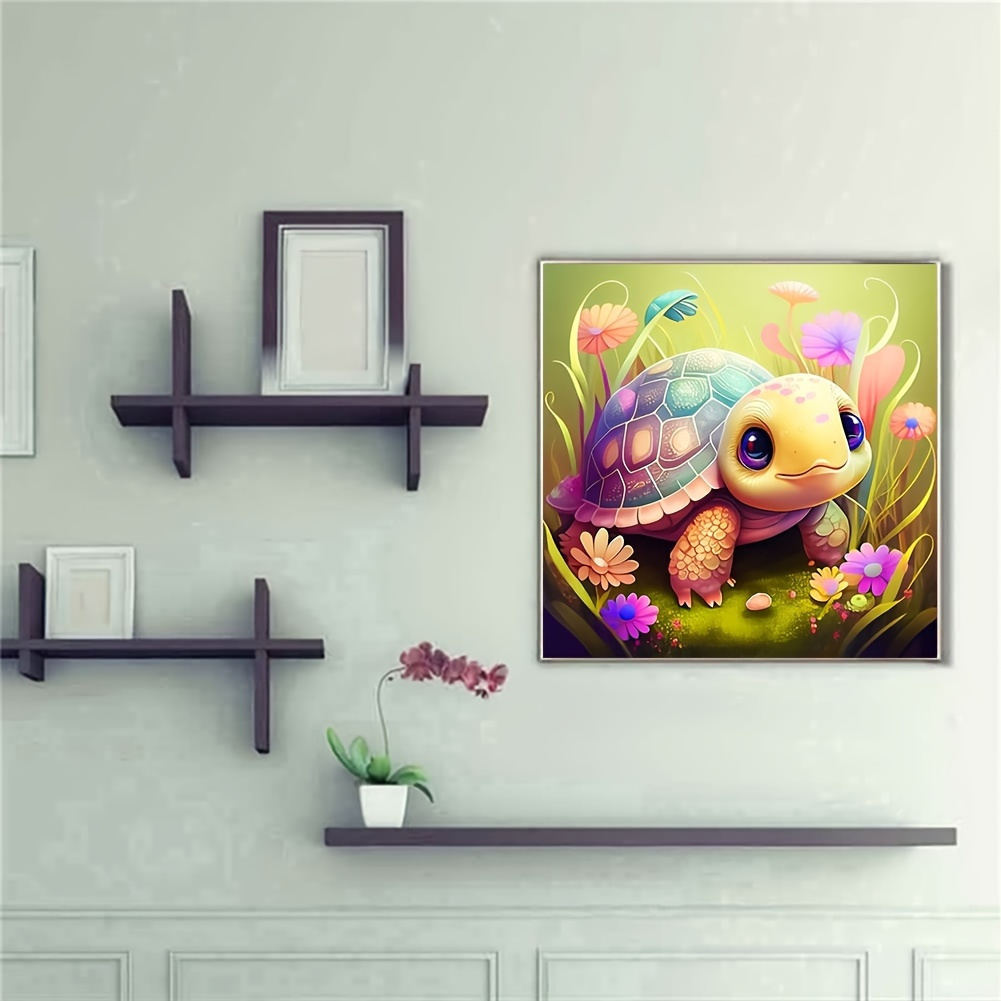 Beautiful Deep Sea Colorful Big Turtle Round Artificial Diamond Painting  Kits 5D Art Embroidery Cross Stitch Painting Diamond Painting Art 1pc  20*20cm