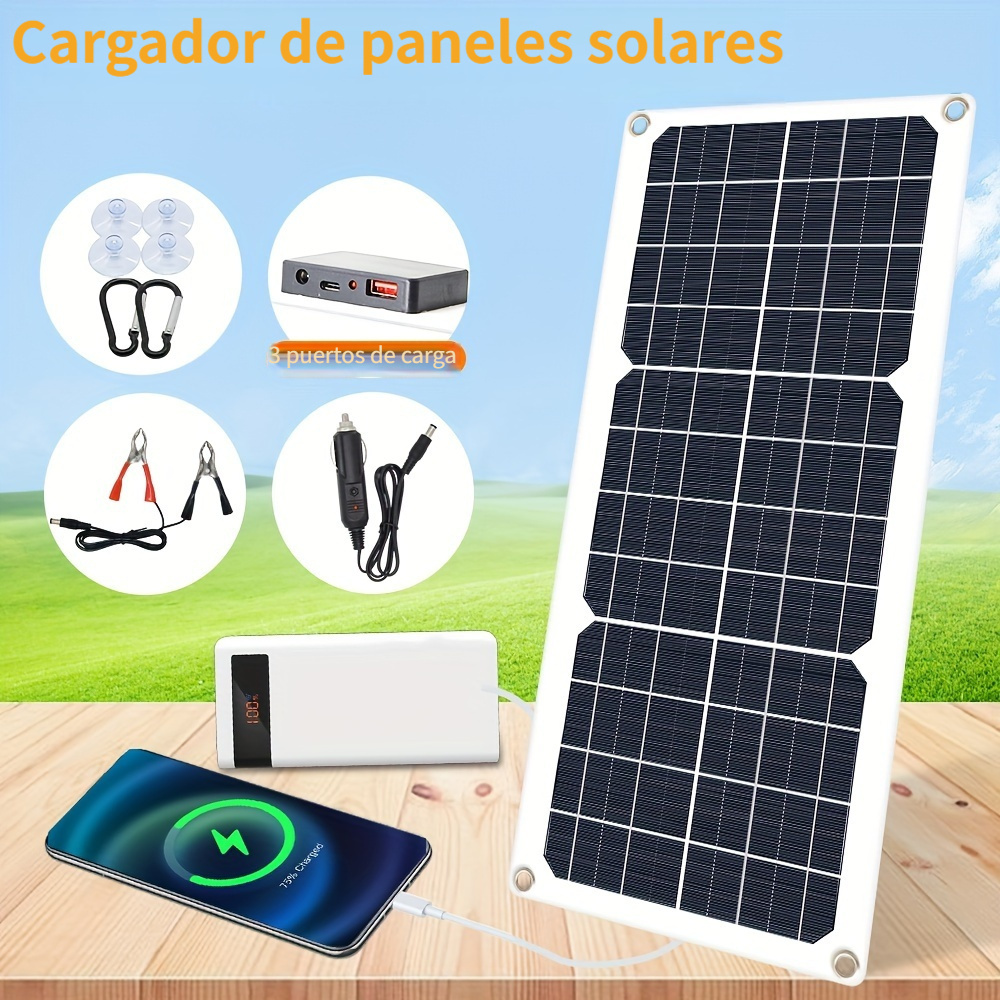 1pc Panel Carga Solar Balcón Portátil Teléfono Casa Banco - Temu