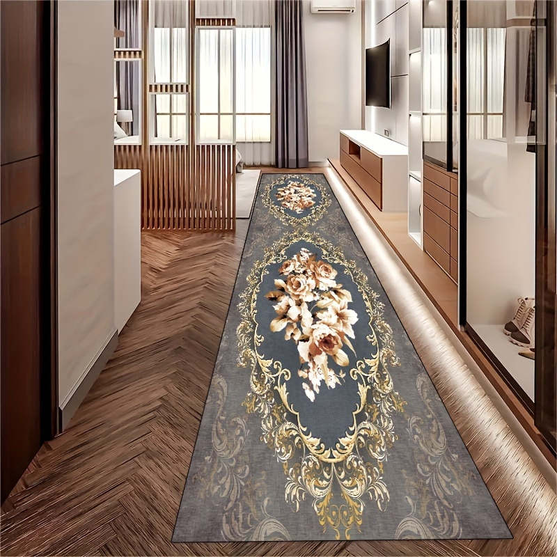 

1pc Vintage Floral Runner Rugs, Long Hallway Rug, Extra Long Kitchen Mat, Non-slip Machine Washable Stair Rug Strips For Hall Living Room Bedroom Daylight Hardwood Floors