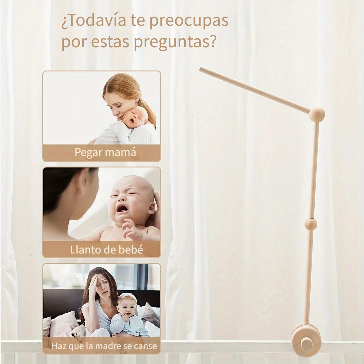 Soporte móvil de madera para bebé Colgador móvil para cuna Brazo móvil de  madera para cuna percha móvil -  México