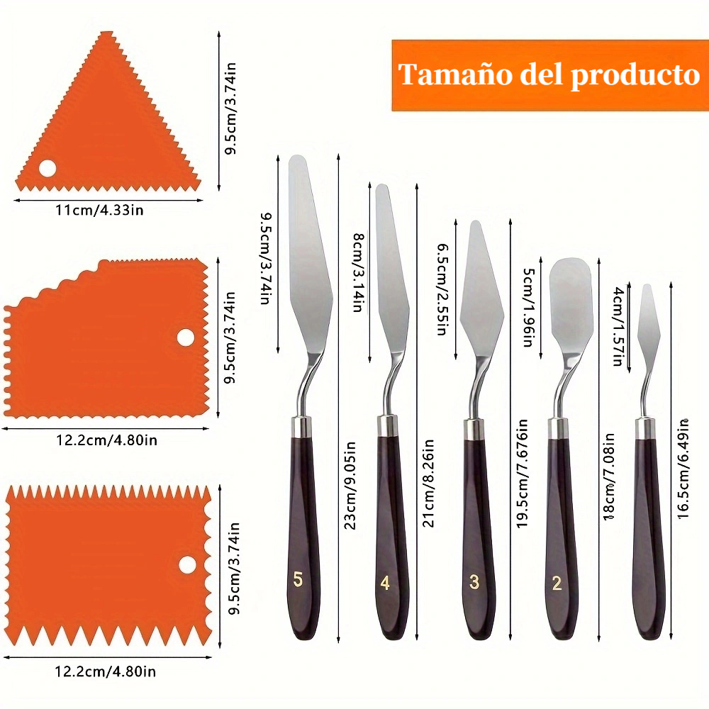 Juego de cuchillos de pintura de espátulas de pintura al óleo de 5 piezas,  juego de espátula de pintor de cuchillos de espátula, cuchillo de paleta,  espátula de pintura, raspador de pintura