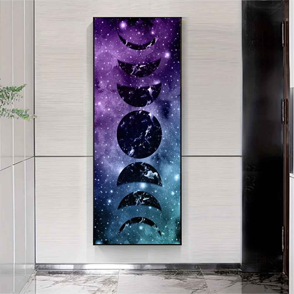 

1set, Large Size 30x90cm/11.8x35.4inches Moon Phase Pattern Artificial Diamond Painting Kit, 5d Diy Mosaic Diamond Painting Kit Round Full Diamond Painting Suitable For Home Decoration Gifts