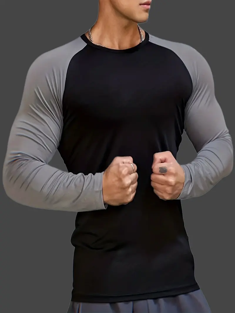 Sports Long sleeved T shirt Men's Quick drying Elastic Iron - Temu