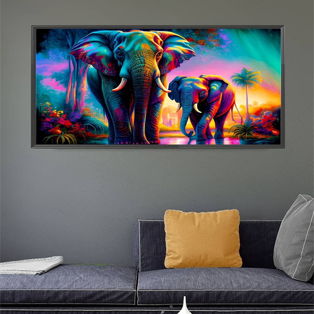 

(large Size) 50x100cm/19.7x39.4inches Elephant Pattern Artificial Diamond Painting Kit, 5d Diy Mosaic Diamond Painting Kit Round Full Diamond Painting Suitable For Home Decoration Gifts