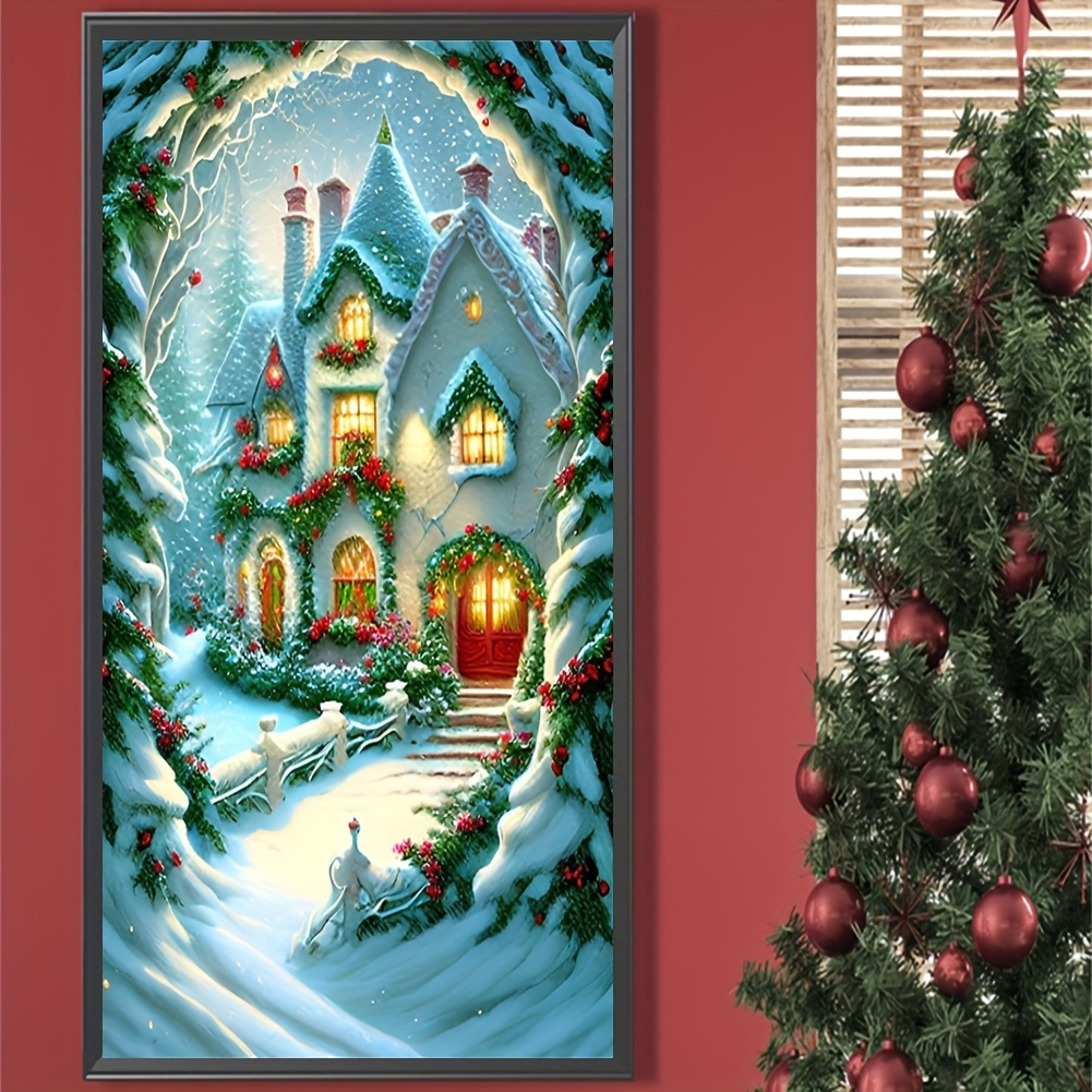 

Large Size 50x100cm/19.7x39.4in Christmas Pattern Artificial Diamond Painting Kit, 5d Diy Mosaic Diamond Painting Kit, Round Full Diamond Painting Suitable For Home Decoration Gifts