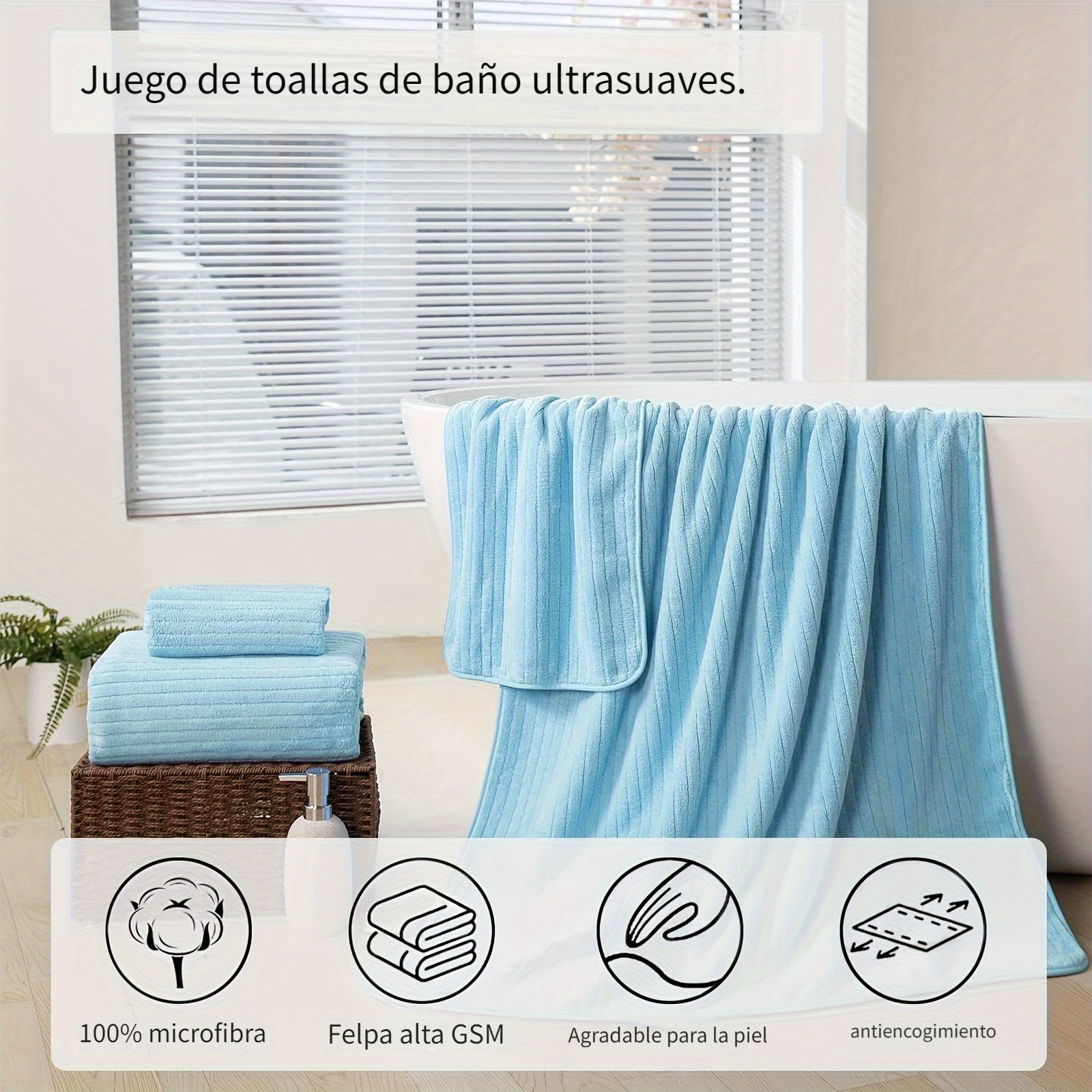 Juego 2 Toallas Estampado Rayas Suaves Toallas Mano Baño - Temu