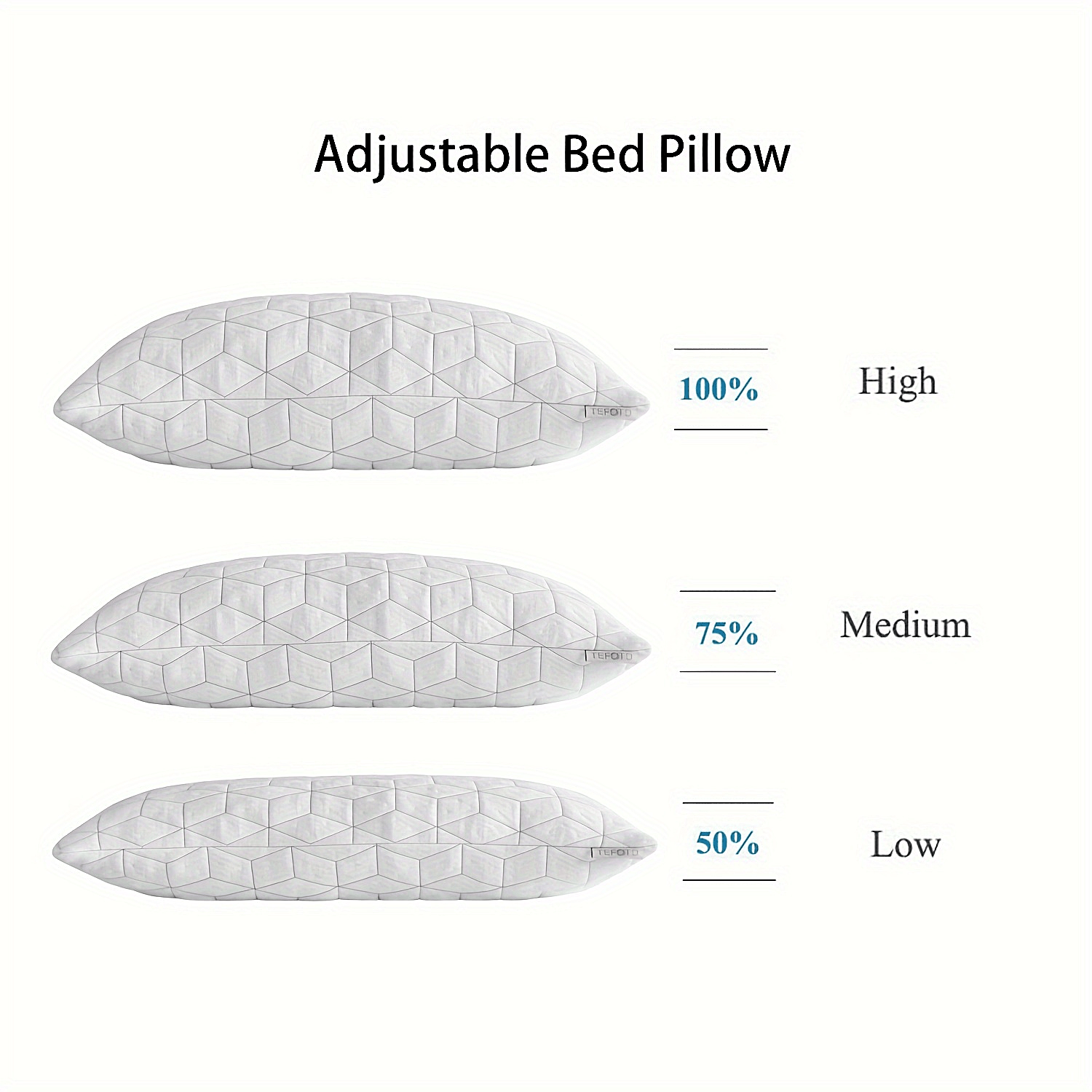 1pc Adjustable Memory Foam Pillow With Breathable Bamboo Cover Relieves
