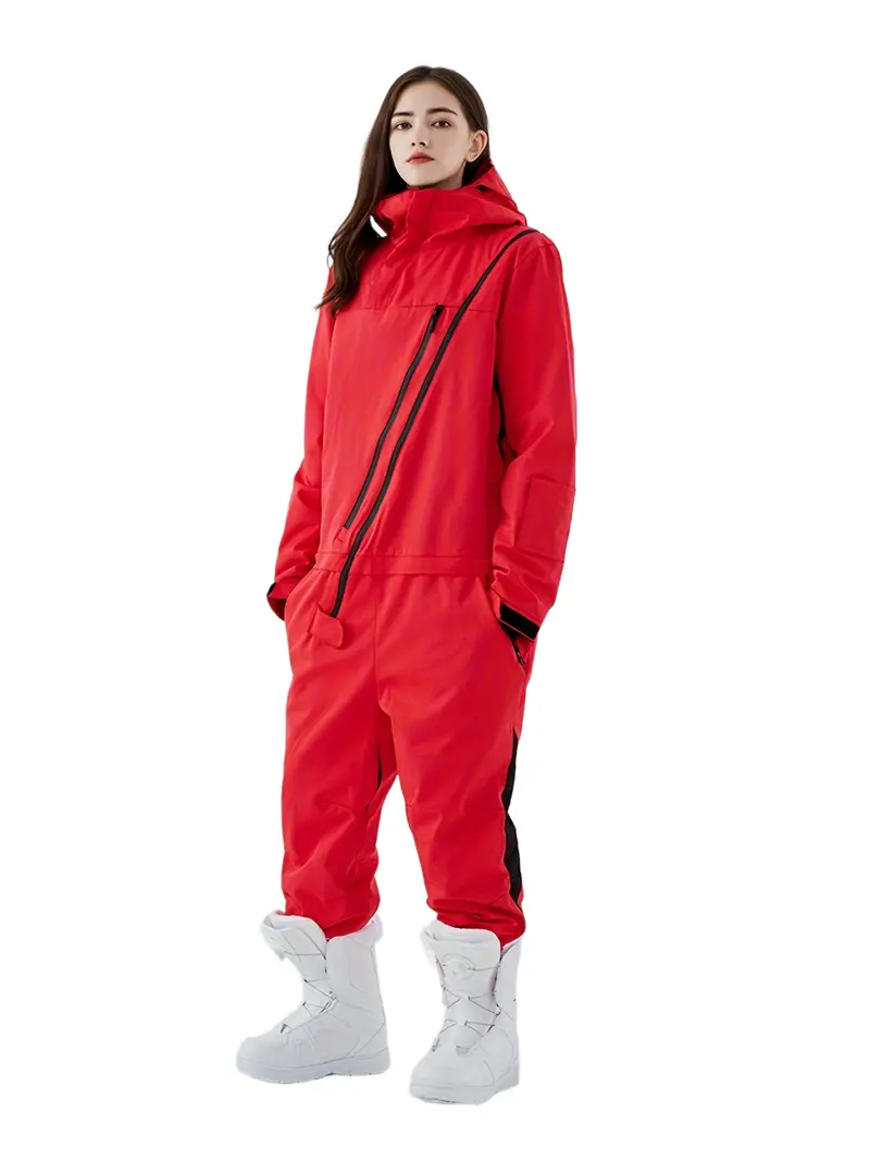 Ropa de invierno Mujer Mono de esquí rojo Mono de esquí Traje de nieve de  invierno