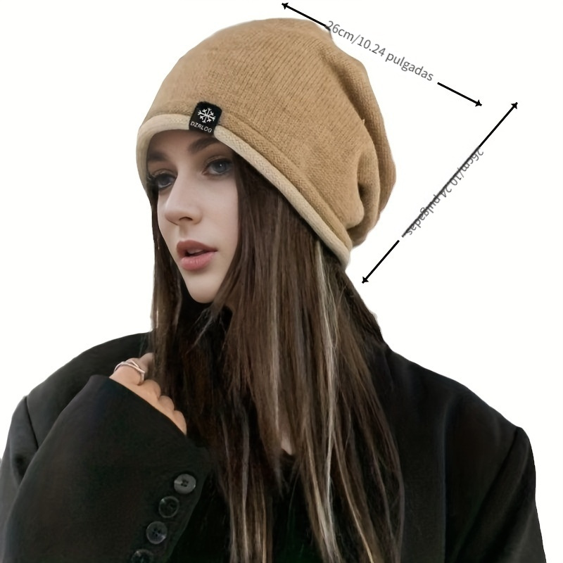 Gorro Holgado Etiqueta Decorativa Mujer Gorro Punto Elástico - Temu Mexico