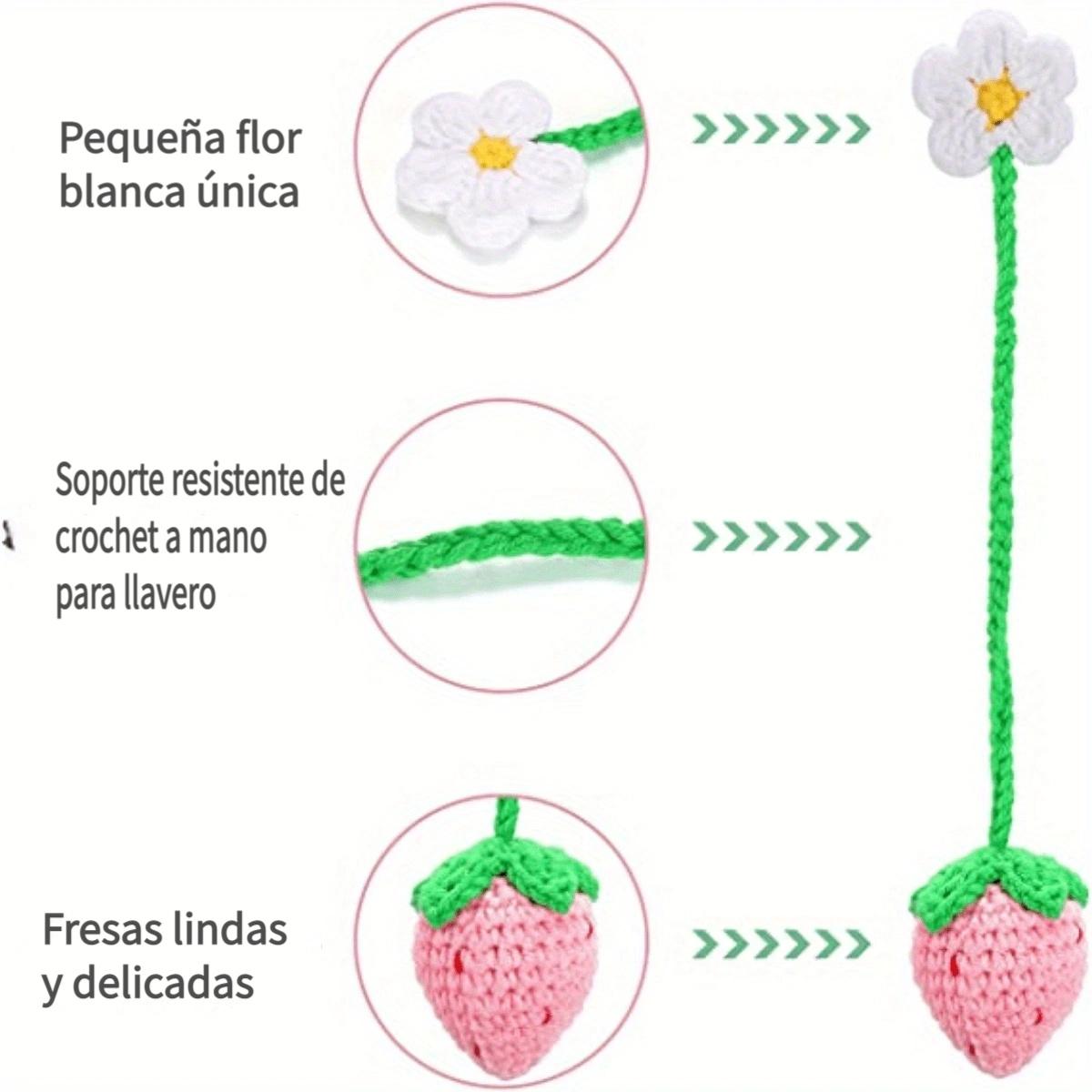 1 Pieza Linda Fresa Crochet Coche Espejo Colgante Accesorios - Temu