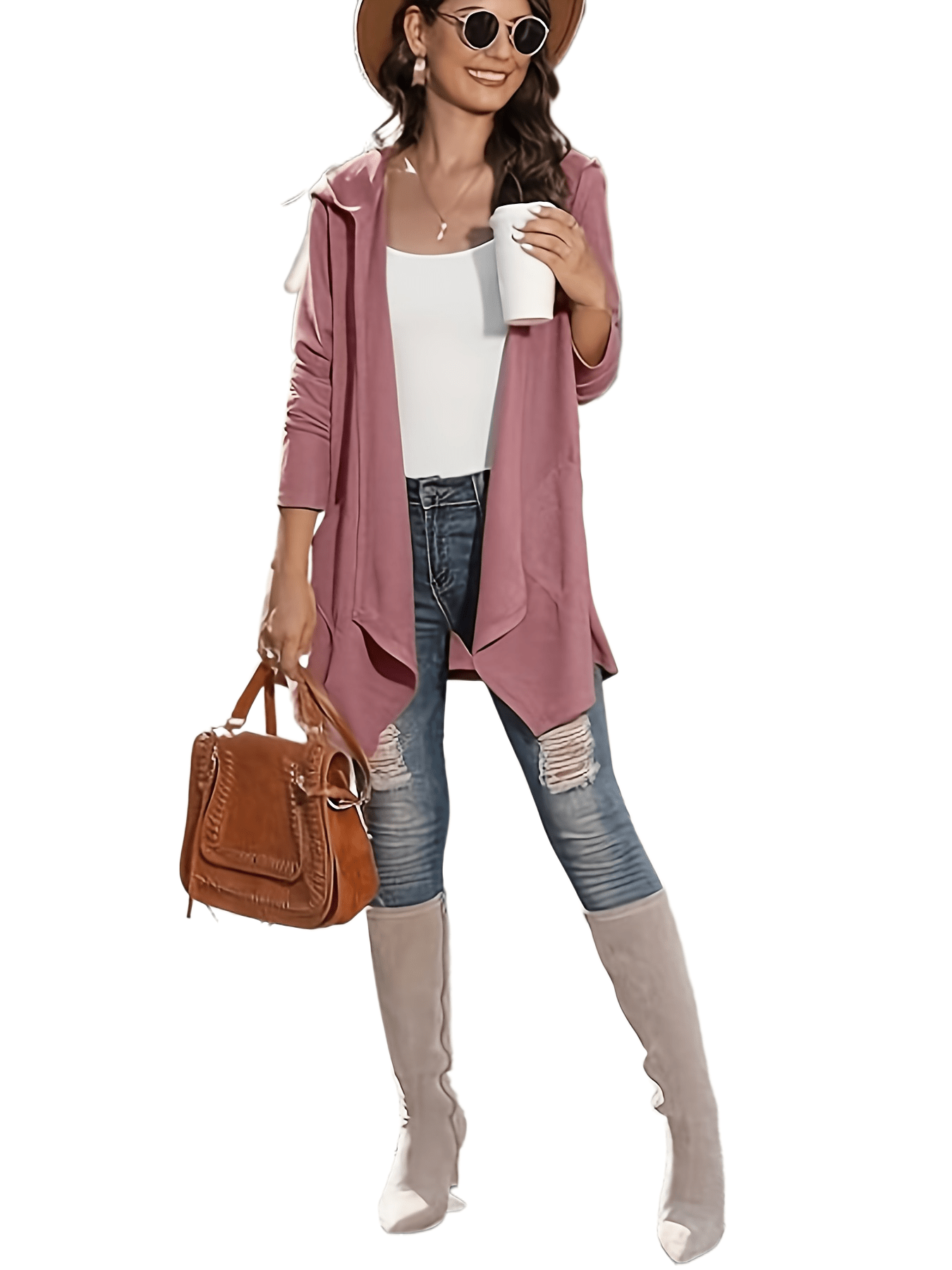 🌟 Women's Long Sleeve Open Front Cardigan – Irregular Drape Design, Casual Loose Layering Essential 👗