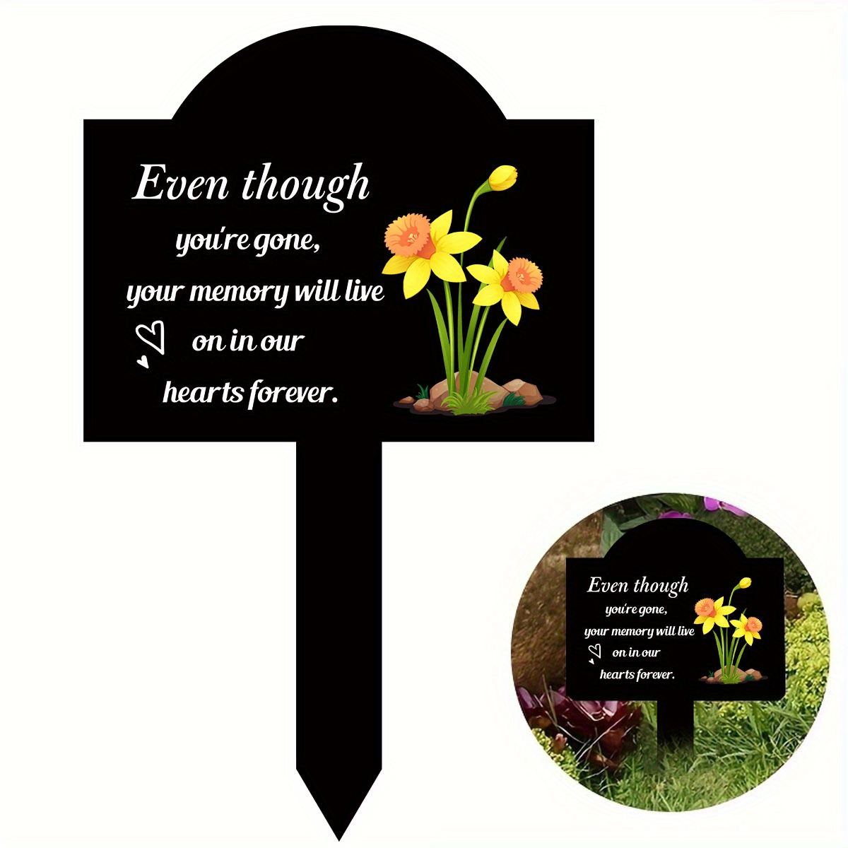 

1pc Acrylic Garden Suncatcherss Commemorative Plaque Pile Acrylic Cemetery Mark Black Commemorative Garden Pile Sympathy Cemetery Pile Outdoor Cemetery Waterproof Cemetery Decoration, Heart Shape