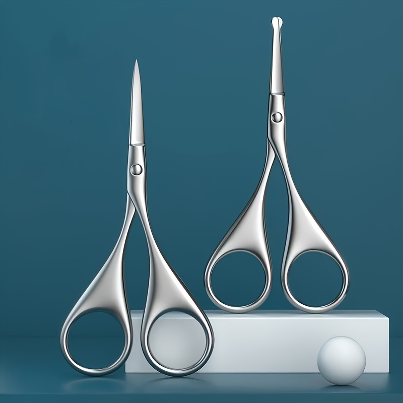 

1pc Round Head Nose Hair Scissors, Eyebrow Trimming Scissors, Stainless Steel Trimming Tool