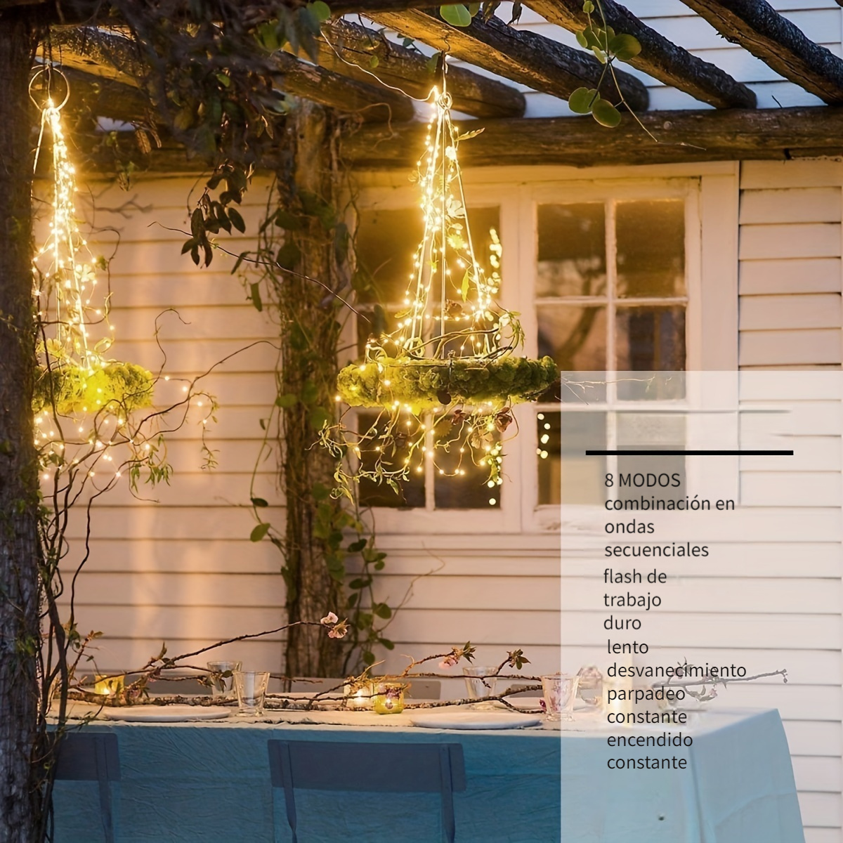1pc 280 led solar string lights 8 mode waterproof solar vine lights outdoor decorative waterfall lights for christmas decoration included 2m lead wire details 6