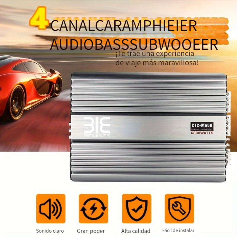 Amplificador Car Audio 6800W CTC-M668 para Auto Carro 4 canales
