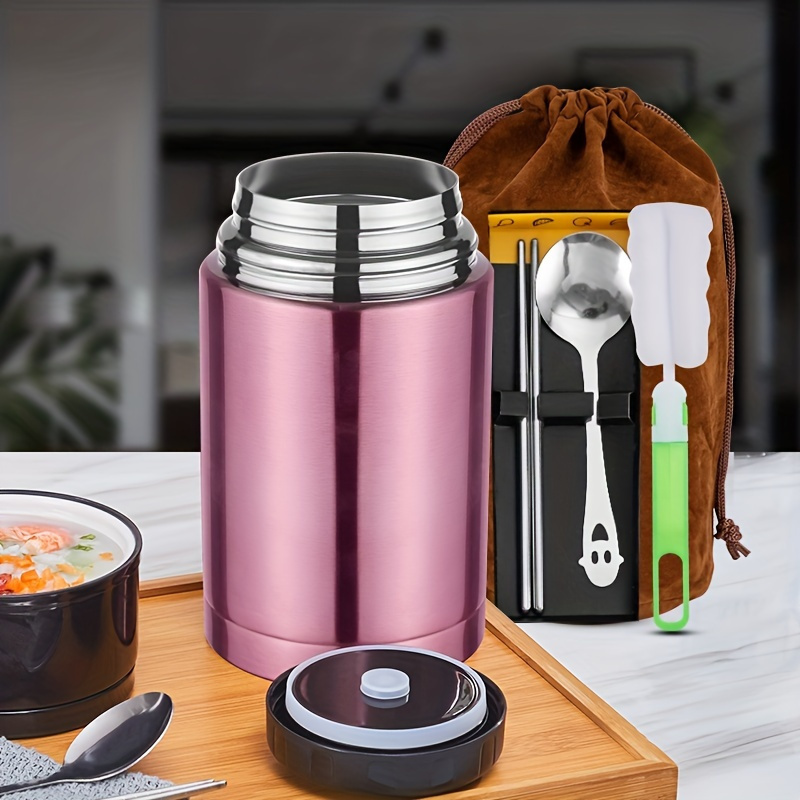 480ML Food Flasks Stainless Steel Lunch Flask with Foldable Spoon Thermal  Insulated Soup Container for Kids Adult