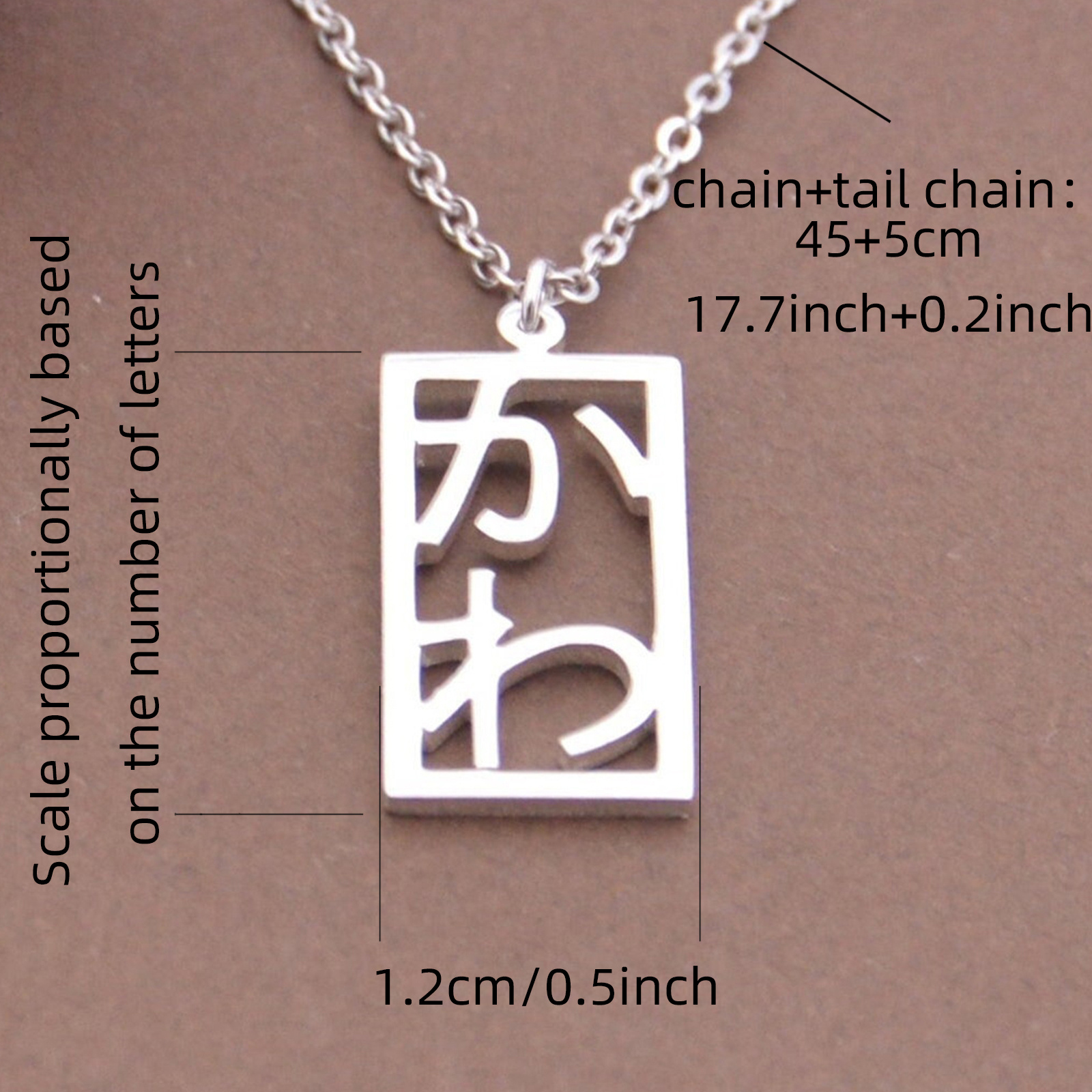 Customized Rectangular Japanese Name Necklace, Each Name Supports 1-10 Characters (Japanese Languages Only) details 5