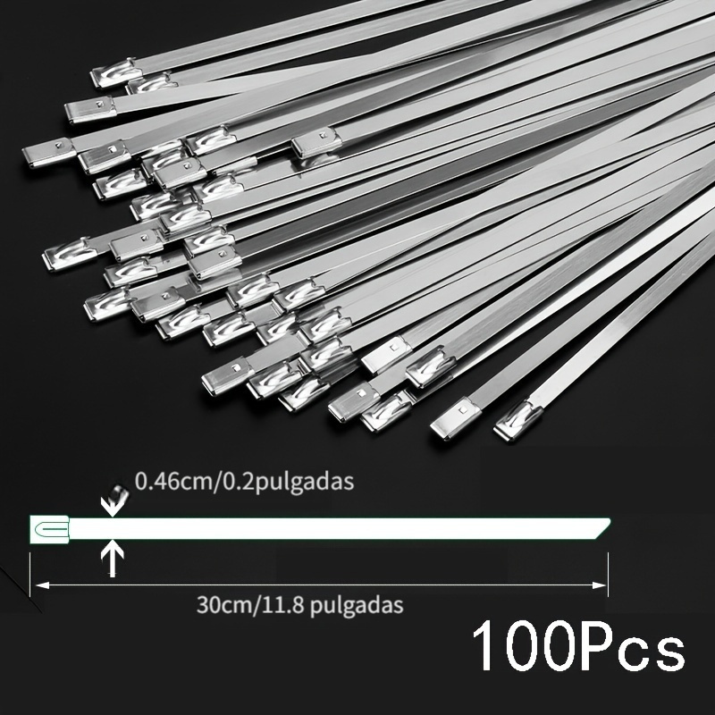 100 Bridas Metálicas Para Cables De 11.8 Pulgadas - Acero In