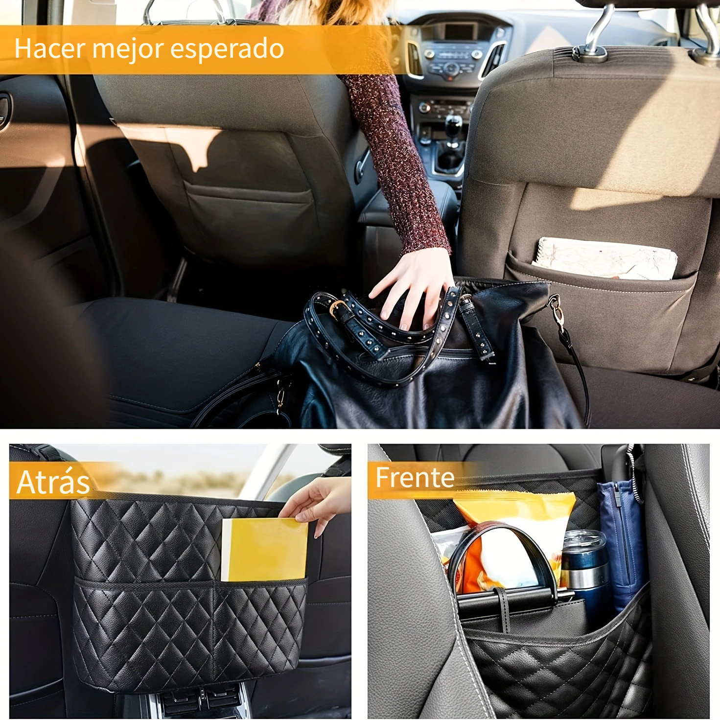 Porta bolso con bolsillos de red para coche organizador - Temu