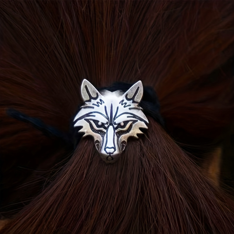 Viking Métal Loup Cheveux Cravate Animal Décor - Temu Canada