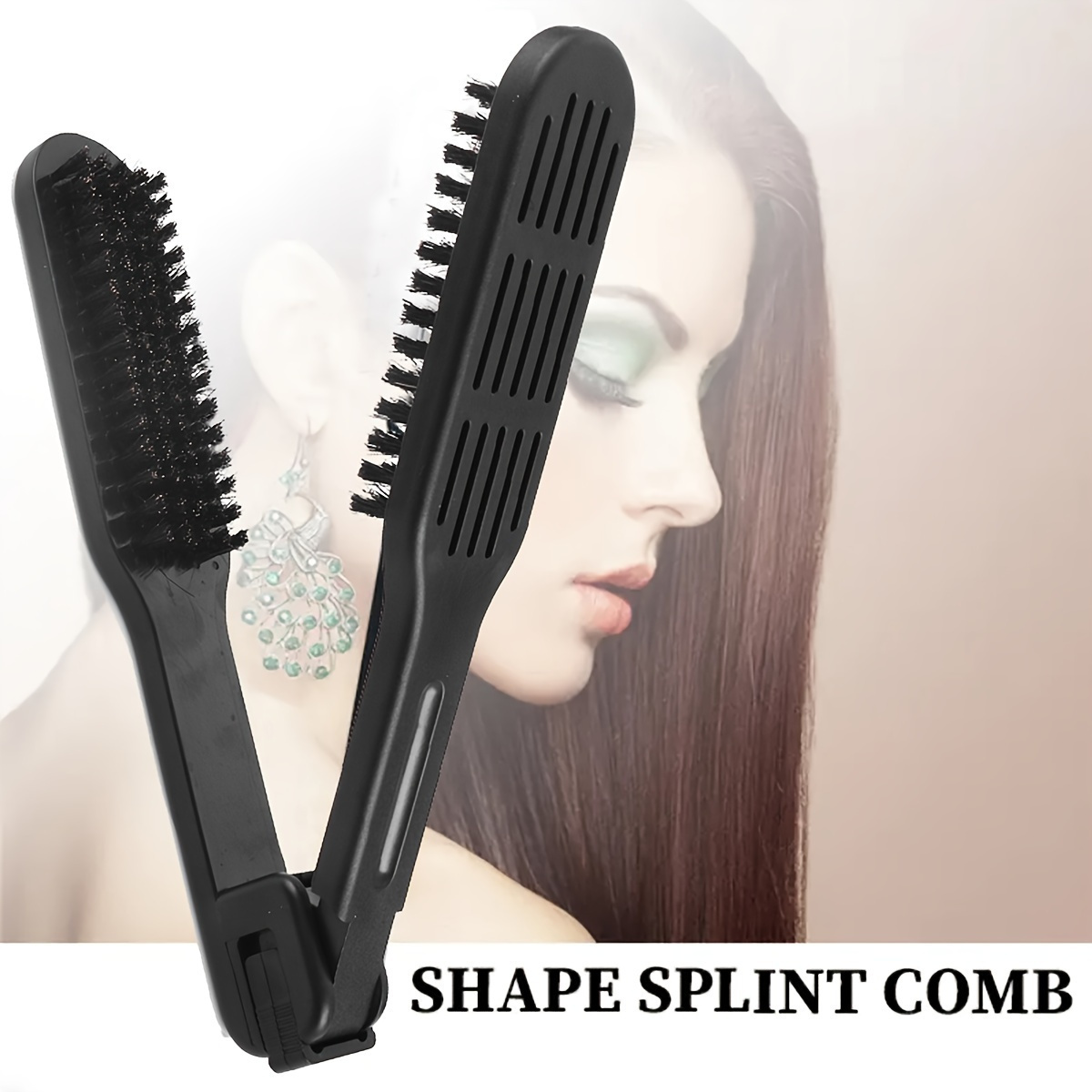 

1pcs V-shaped Hair Straightener Brush, Hairdressing Brush, Heat-resistant Anti‑static Hair Straightening Brush