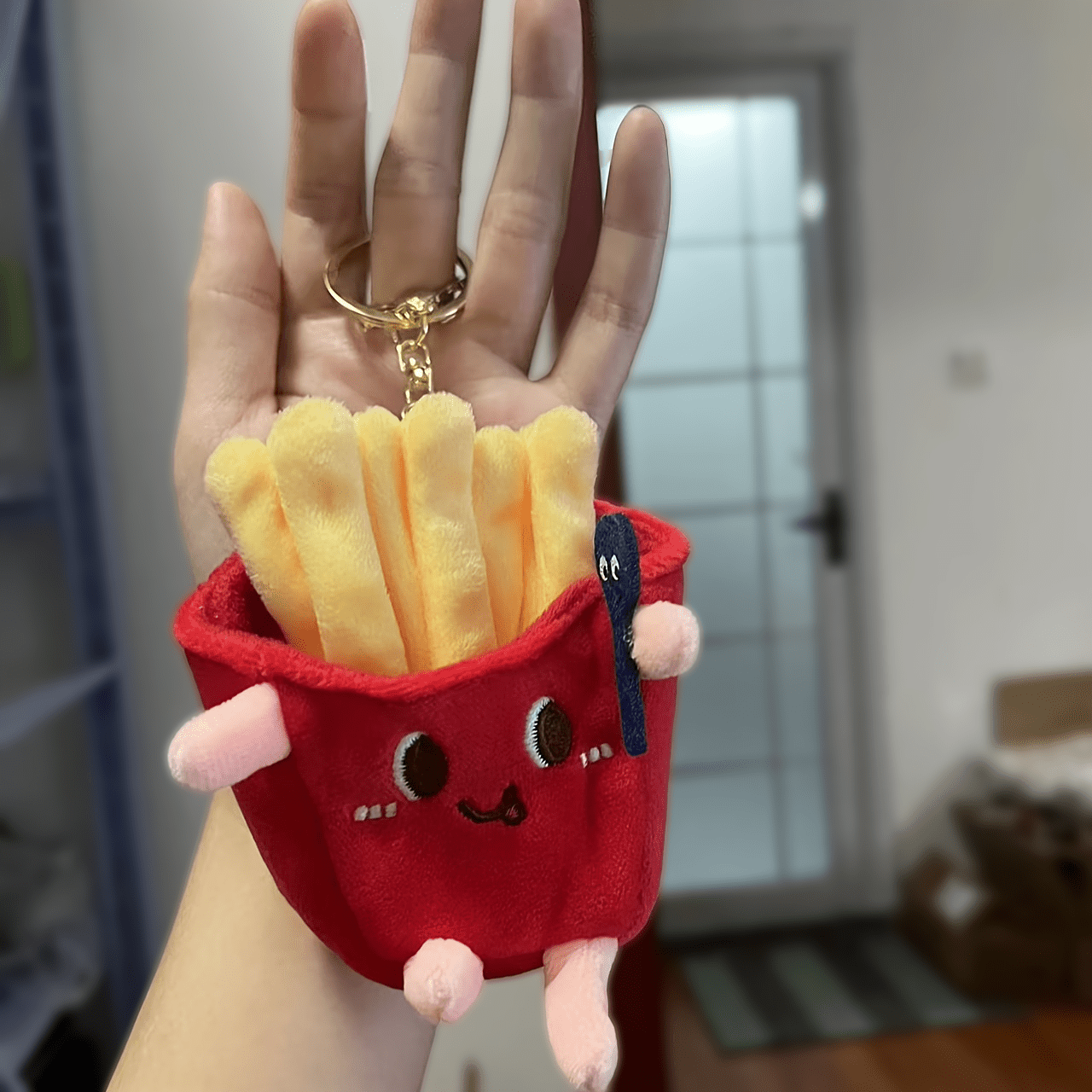 Creative Imitation Fries Hamburger Hot Dog Kawaii Plush Keychain For Women  Men Cute Fashion Bag Pendant Accessorie Car Key chain