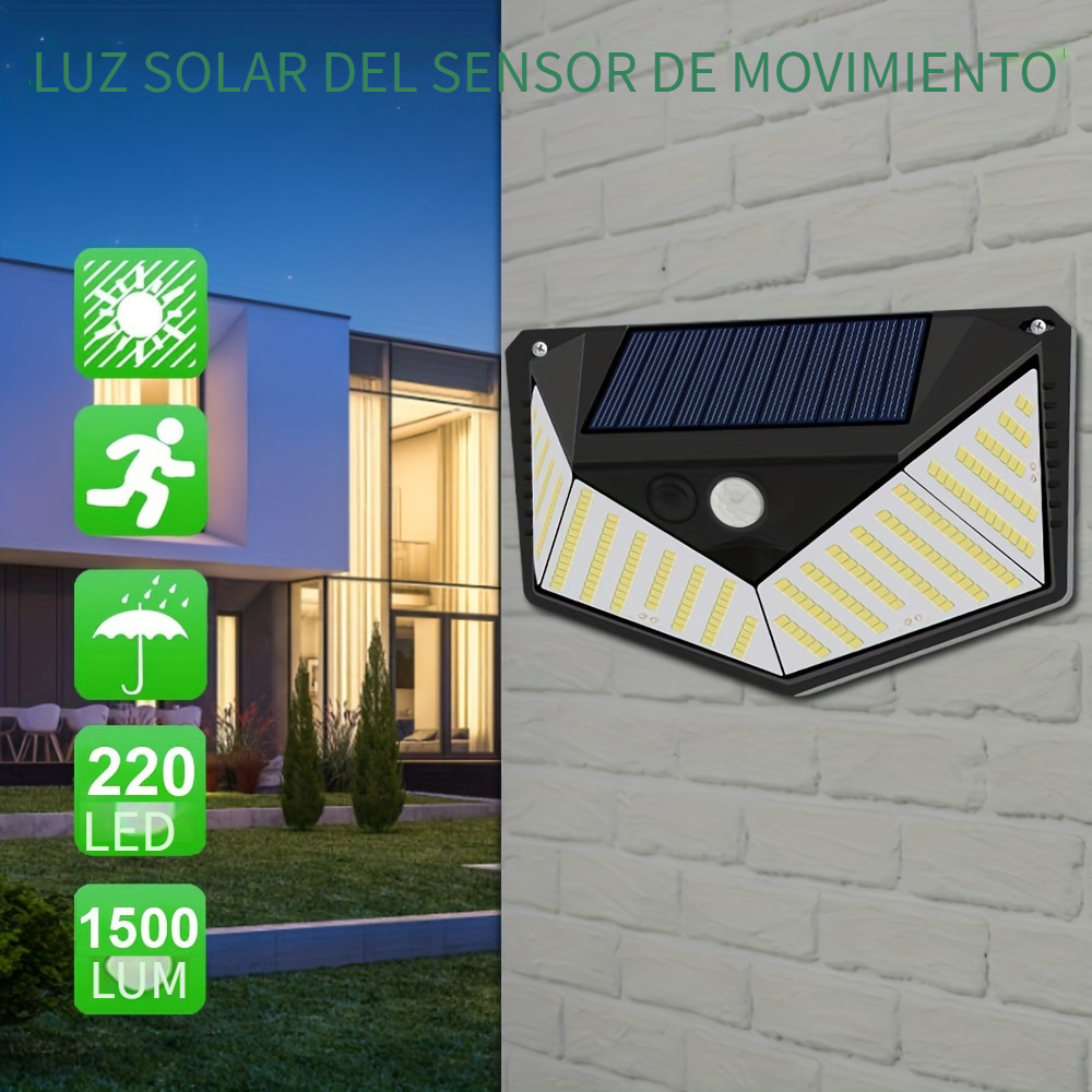 Luz Solar Exterior con 70 LED Potentes, Foco Solar con Sensor de  Movimiento, Rango de Illumination de 270°, IP65 Luz Solar para Jardin,  Garajes