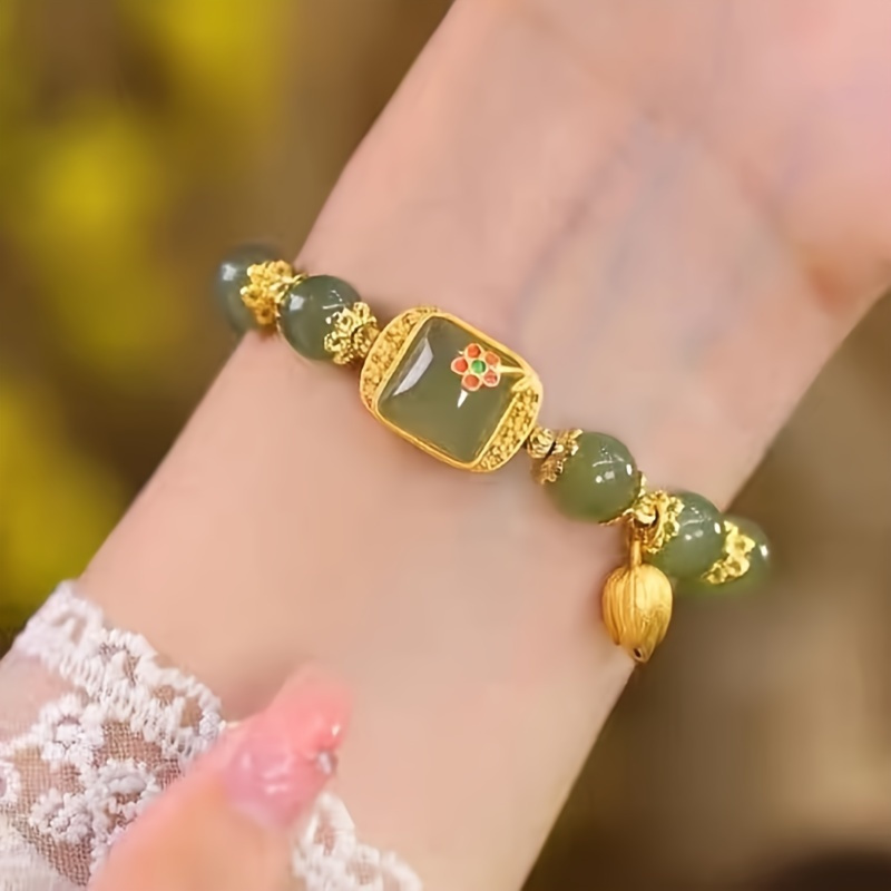 

1pc New Release Delicate Lotus Beaded Glass Bracelet For Girls