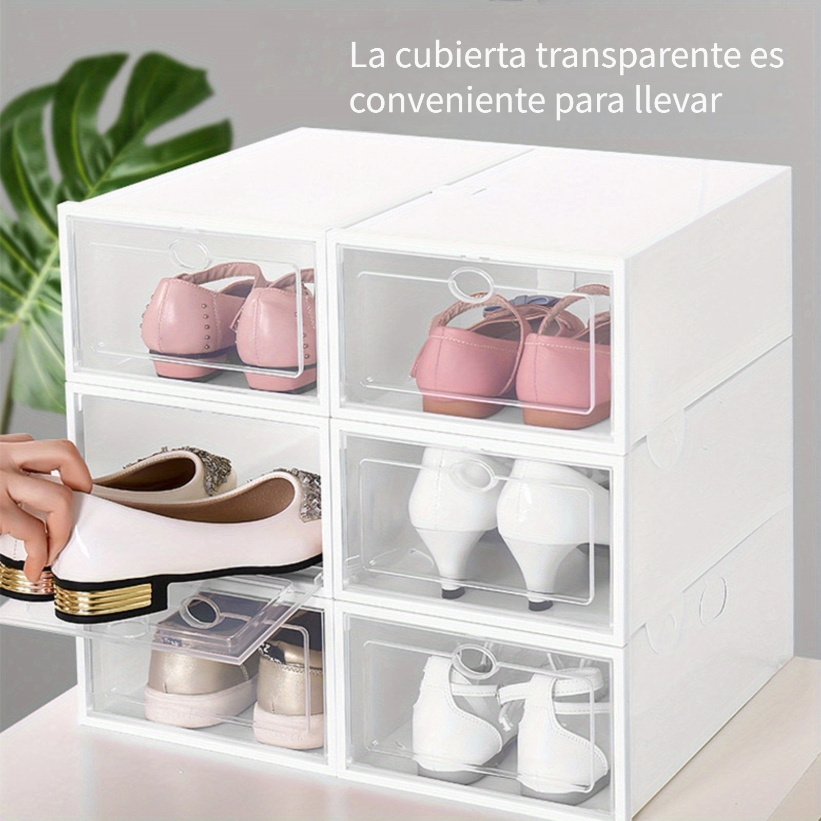 1 Caja Zapatos Plegable Apilable Caja Almacenamiento Zapatos - Temu Mexico