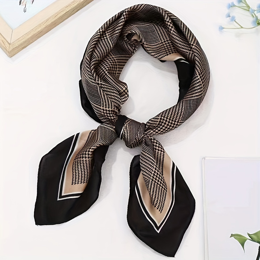 

27.6" Vintage Square Scarf Cozy Smooth Neck Scarf Daily Dating Matching Decoration Headband Headscarf