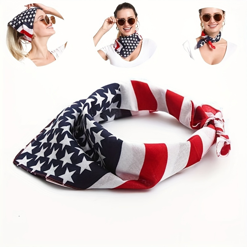 

21.65" American Usa Flag Square Scarf Stylish Street Decorative Headband Casual Sunscreen Headscarf Neck Scarf