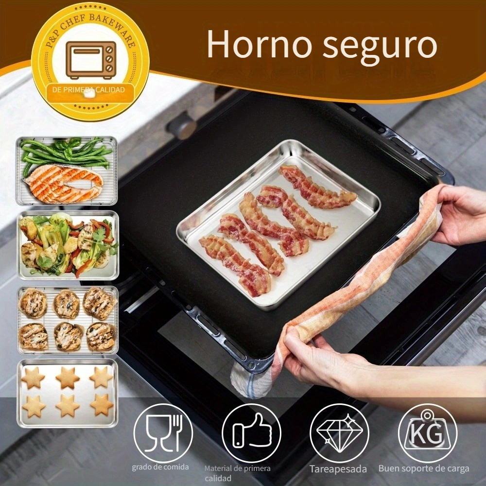 1pc Bandeja De Horneado De Acero Inoxidable (14.56''x8.66'') - Temu