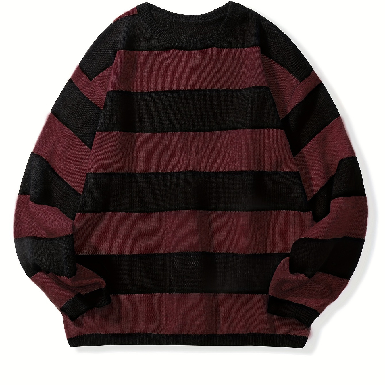 

Plus Size Men's Contrast Color Sweater Causal Stylish Knit Crew Neck Pullover For Fall Winter, Men's Clothing, K-pop