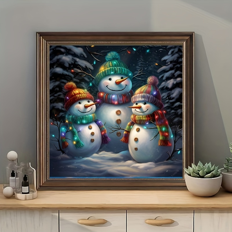 Diy Diamond Painting Christmas Coasters Snowman Face Size - Temu