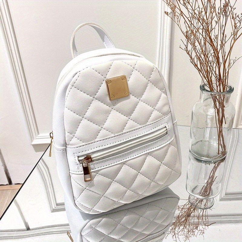 Fashionable Cute Small Women's Backpack, Rhombic Pattern Backpack