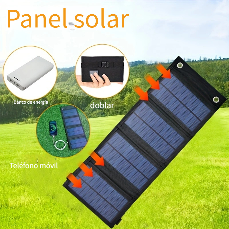  TOPINCN Cargador de panel solar 20 W 5.5 V plegable portátil  fuerte salida de energía cargador solar para cargar teléfonos móviles al  aire libre : Celulares y Accesorios