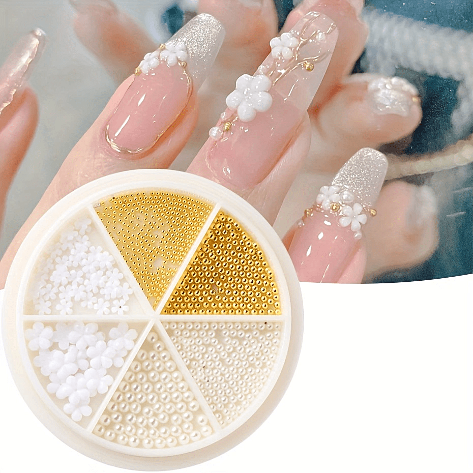 3D Flowers For Nails White Flowers Charms Acrylic Decoration Mix Pearl  Caviar Gold Beads Nail Supplies For Professionals GLCBH01 - AliExpress