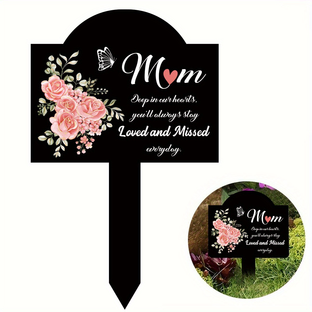 

1pc Classic Acrylic Grave Marker For Mom - Multipurpose Memorial Garden Stake, Weatherproof Remembrance Sign For Cemetery Decoration, No Electricity Needed, Ideal For Mother's Day & Special Holidays