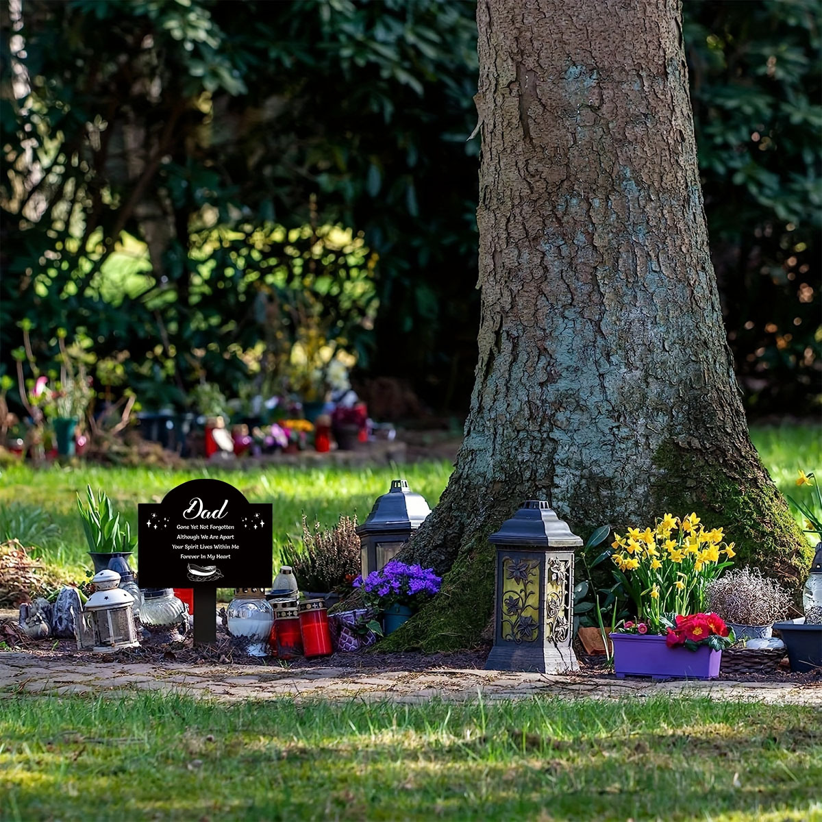GRAVE MARKER MEMORIAL STAKE GARDEN BLACK ACRYLIC ENGRAVED PLAQUE