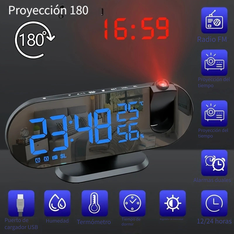 Reloj Despertador Proyección, Reloj Digital Proyector
